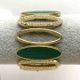 (5-6cm) Women's bracelet, wide, gold colour, adorned with large oval stones and small rhinestones