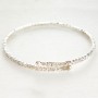 Slim spiral bracelet on a single loop with white small rhinestones, 18–22 cm circumference