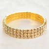 Stretch bracelet, three-strand, yellow rhinestones, dazzling stones, 17 cm circumference