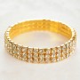 Stretch bracelet, three-strand, yellow rhinestones, dazzling stones, 17 cm circumference