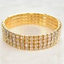 Stretch bracelet four-row with yellow rhinestones, circumference 16-17 cm