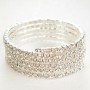 Spiral bracelet for five turns with crystals, white, 18–22 cm circumference