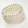Spiral bracelet with five turns, white rhinestones, 18–22 cm circumference