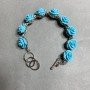 Bracelet Blue Roses turquoise polymer clay toggle clasp