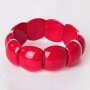 Bracelet Coral (pressed) square stone on elastic, convex "link" 1.8×2, 1 cm