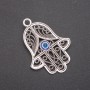 Pendant Hamsa with Eye, silver metal colour, 65mm (pack of 2 pcs)