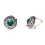Earrings 2 cm Rainbow Circle with Rhinestones and Green Crystal
