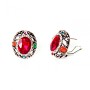 Earrings 2×2.5 cm Rainbow red crystal oval