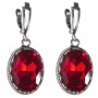 Earrings with crystals 'Ruby' red bezel tooth oval 2 × 1.5 cm