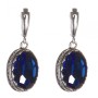 Earrings with blue crystals set in a "tooth" bezel, oval stone 2 × 1.6 cm, length 4 cm