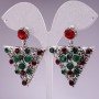 Earrings Crystal 4 cm Elegant with green and red crystals triangles