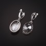 Earrings with grey crystals, bezel "tooth" oval stone 2 × 1.6 cm, length 4 cm