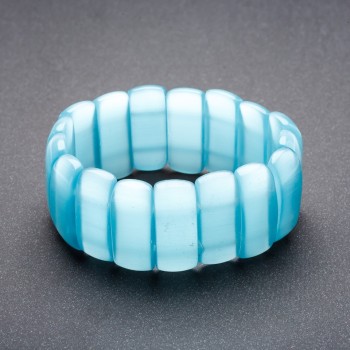 Bracelet Cat's Eye on Elastic Blue “Link” 25×11mm