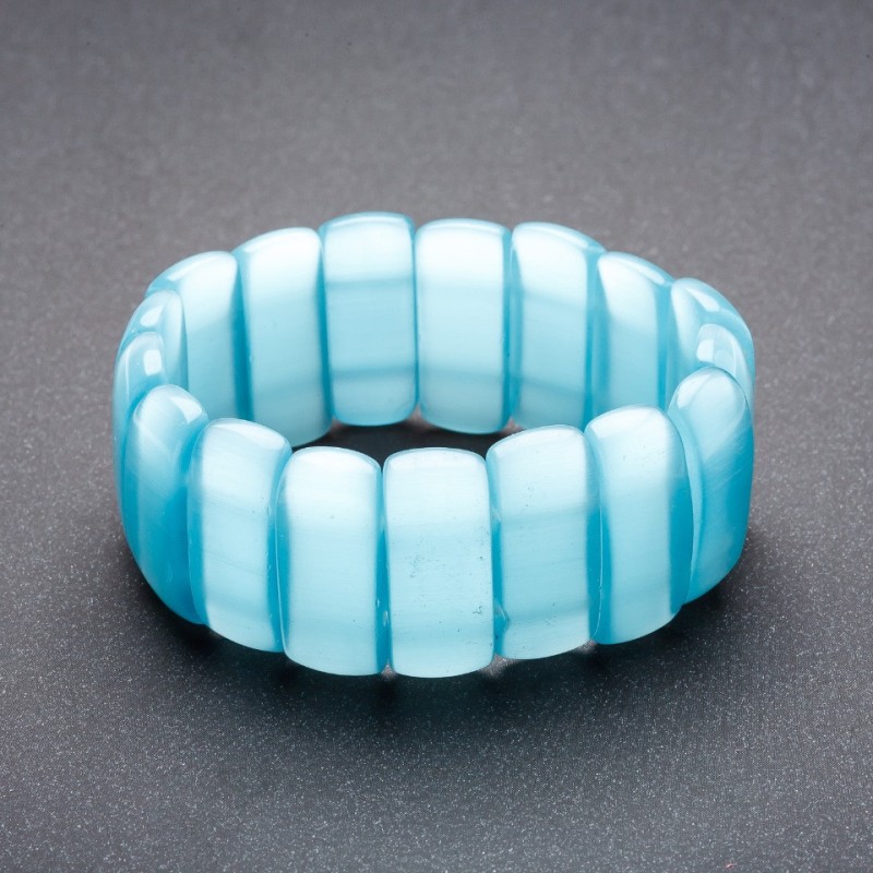 Bracelet Cat's Eye on Elastic Blue “Link” 25×11mm