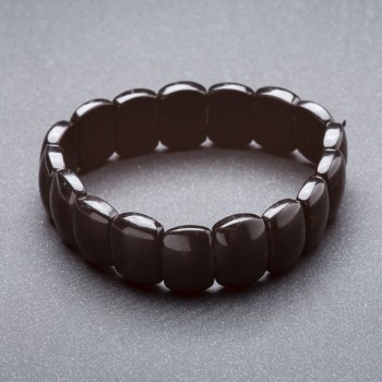 Elastic bracelet with Black Agate "Chain" 15x11mm