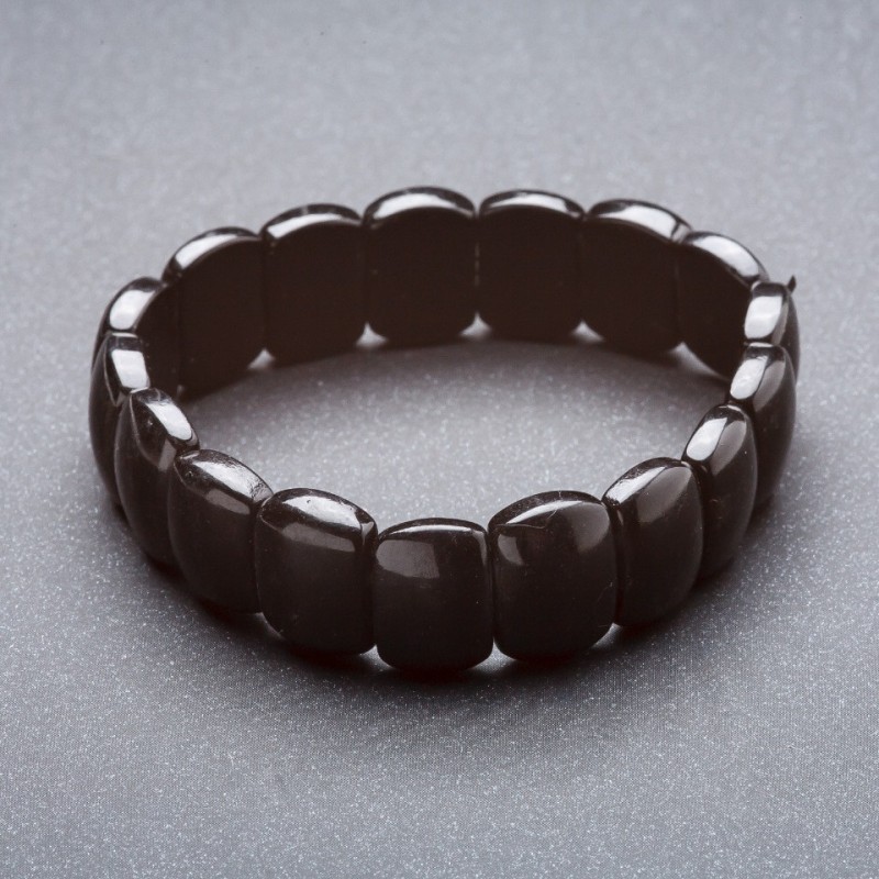 Elastic bracelet with Black Agate "Chain" 15x11mm