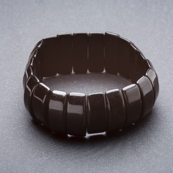 Elastic black Agate Bracelet "Link" 21x9mm