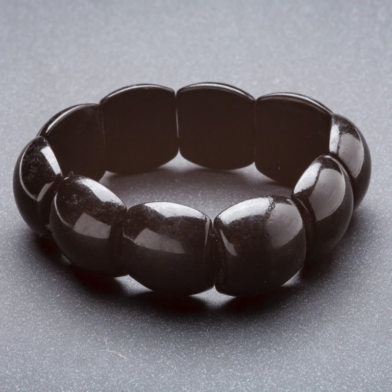 Elastic bracelet with Black Agate "chain" 22x18mm