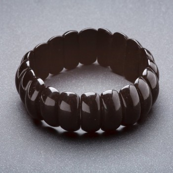 Black Agate Stretch Bracelet "Link" 22x8mm