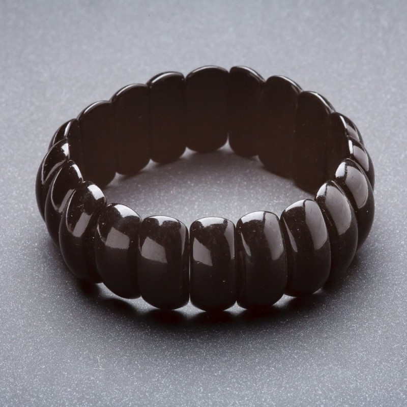 Black Agate Stretch Bracelet "Link" 22x8mm