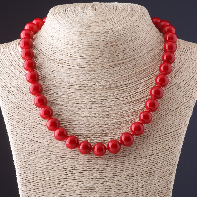 Coral Bead Necklace (pres. ) smooth ball 12.5mm+- 45 cm+