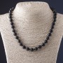 Necklace Sunstone Obsidian Bead Smooth Sphere 10mm Diameter, 45cm Length