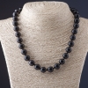 Sunstone Obsidian Bead Necklace, round smooth ball 12mm diameter, length 48cm
