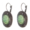 Clearance Jade Earrings, "Drip Silver" Setting, Oval Stone 2.5x1.9cm, Length 3.5cm