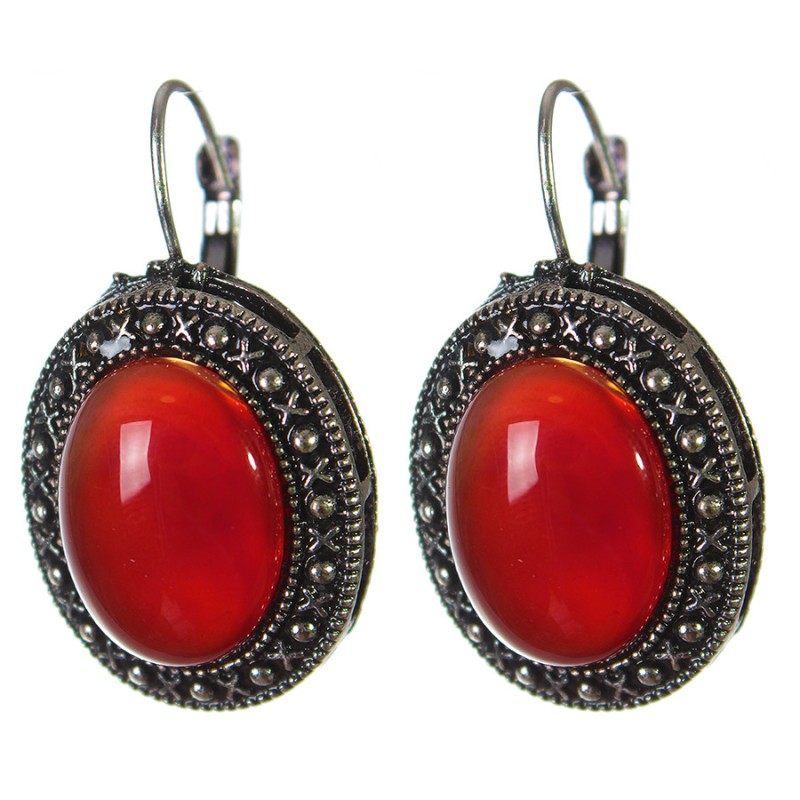 Clearance Earrings, 'Point-Cross' Setting, Oval Stone 2.5x2cm, Length 3.8cm