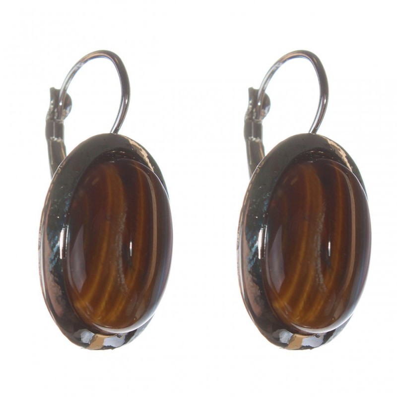 Clearance. (25mm) Women's Earrings with Tiger's Eye Stone