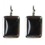 Clearance Agate Earrings Smooth Setting Rectangular Stone 2.3*1.8cm, length 3.5cm