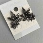 (25/20mm) Earrings with double leaf, black rhinestone