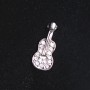 Brooch Guitar small, Silver-toned metal with crystals 2.5 cm