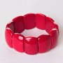 Bracelet Coral (pressed) Rectangular stones on elastic, 'chain' 1.7×2.5cm