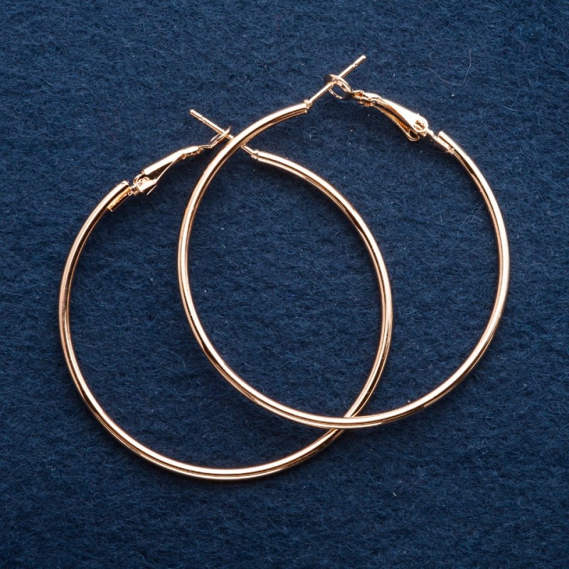Hoop earrings, 5 cm diameter, gold-toned