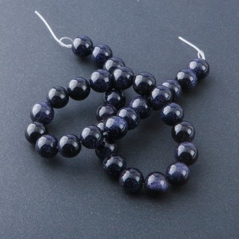 Natural Stone Beads on String Aventurine Blue Sand Cairo Night, 12mm diameter, 37cm