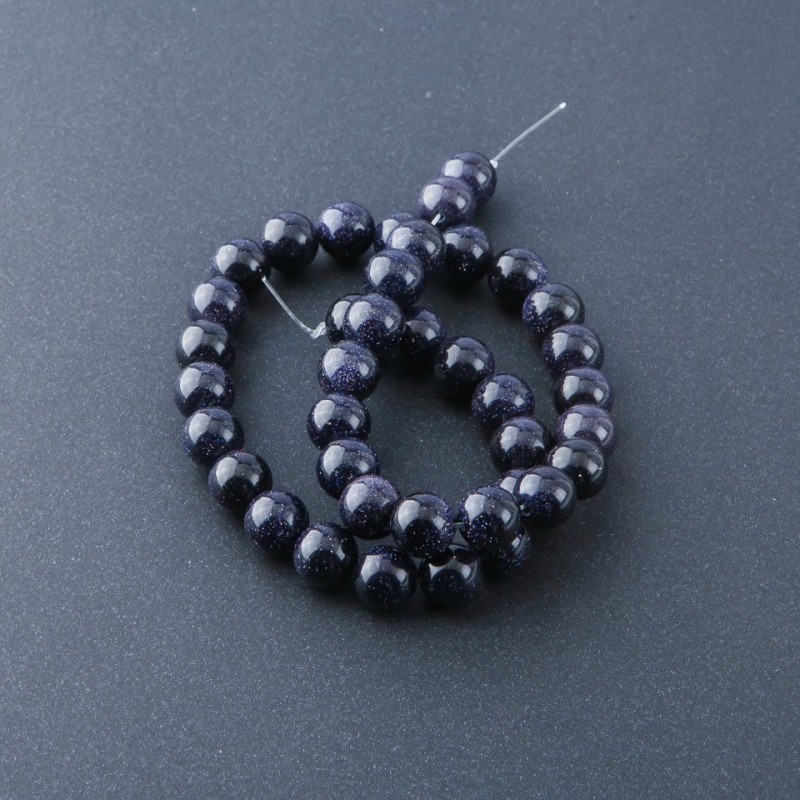 Natural Stone Beads on String Aventurine Blue Sand Cairo Night, 10mm diameter, 36cm