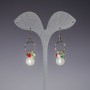 Long Earrings "Pearls on Rings" (Imitation), Length 4.5cm