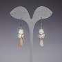 "Evening" Earrings White "Spotlights", Beige Pearlescent Czech Crystal, Length 5cm