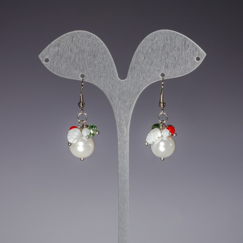 Drop Earrings "Pearl (Imitation)", Length 4.5cm