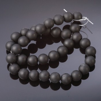 Shungite Beads Smooth Round on String (Synthetic), diameter 12mm, length 37cm