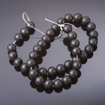 Shungite Beads Smooth Round on Thread (Piece), diameter 10mm, length 37cm