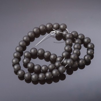 Shungite Beads Smooth Round 8mm on Thread (Piece), 37cm