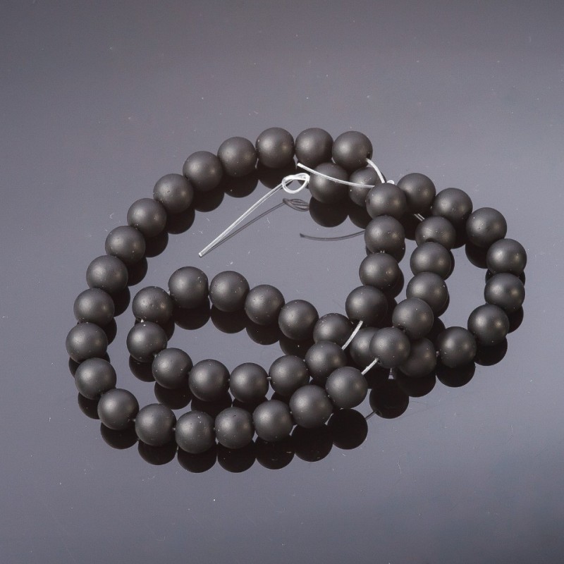 Shungite Beads Smooth Round 8mm on Thread (Piece), 37cm