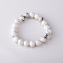 Cacholong Stone Bracelet, Smooth Round Beads, 10mm Diameter on Elastic