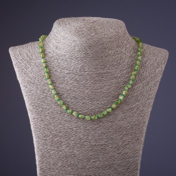 Chrysoprase Necklace with natural gemstone faceted beads, length 45cm±