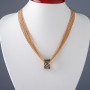 Layered Chain Necklace with "Ring" Pendant, 45cm length, metal tone