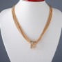 Layered Chain Necklace with "Ring" Pendant, 45cm length, metal tone