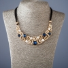 Ribbon Necklace with Blue Crystals, 50 cm length - metal colour "gold"