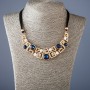 Ribbon Necklace with Blue Crystals, 50 cm length - metal colour "gold"